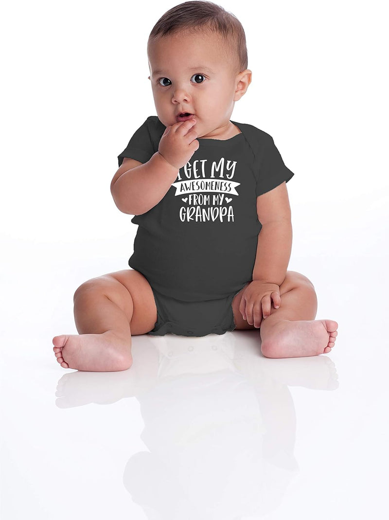 I Get My Awesomeness From My Grandpa - Grandpas Sidekick Funny Romper, One-Piece Baby Bodysuit