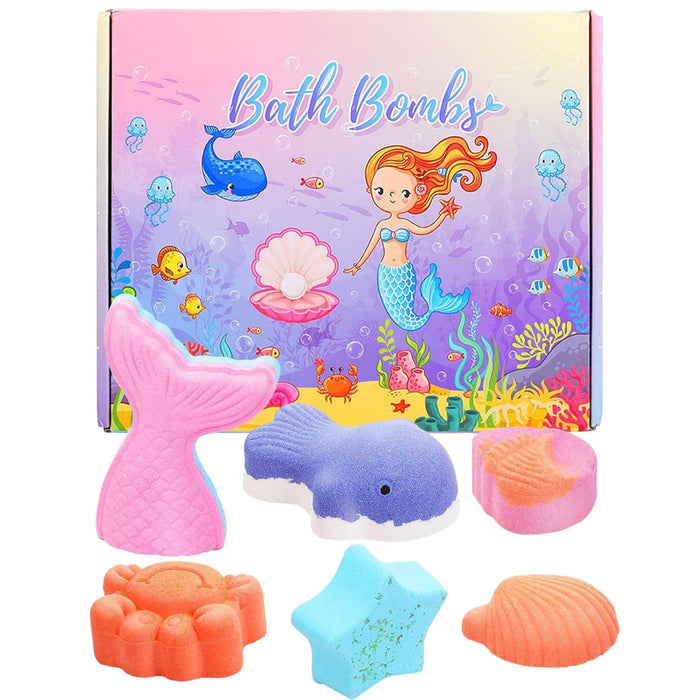 2 Pcs Mermaid for Kids | Kids Organic Cartoon Shell Star Whale for Girls Women,6 Pieces Gift Set for Holiday Christmas Birthday Valentine's Day