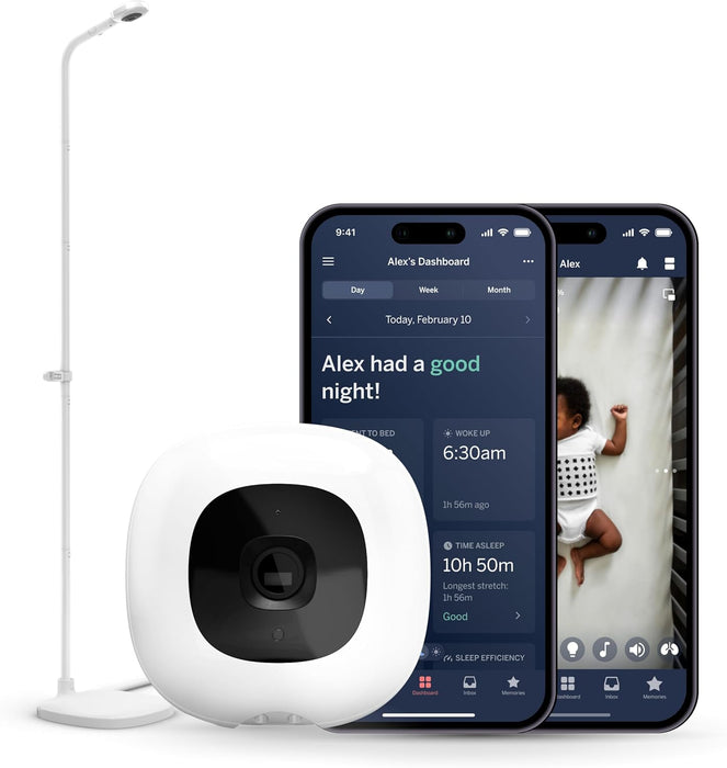 Nanit Pro Smart Baby Monitor And 2nd Gen Floor Stand - 1080P Wi-Fi Video And Sound Camera, Sleep Coach and Breathing Motion Tracker, 2-Way Audio, Real-Time Sleep Analytics