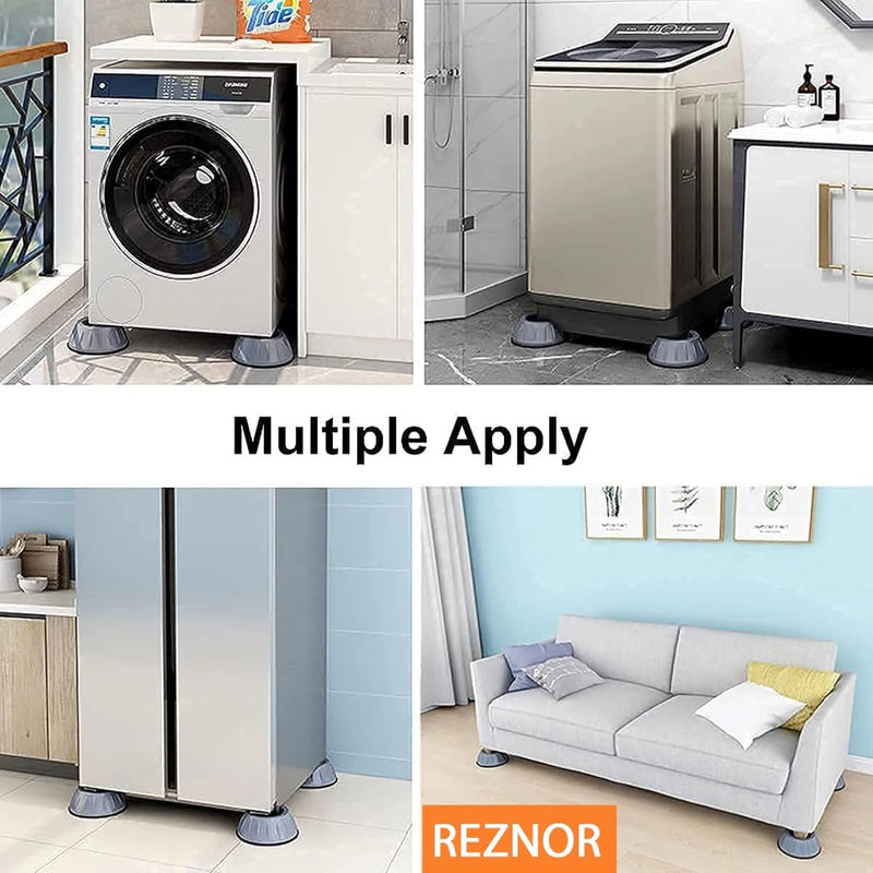 Reznor Anti Vibration Pads for Washing Machine, 4 pcs Shock Washing Machine Non Slip Base Foot Pads, Noise Cancelling Mat for Washer and Dryer Machine