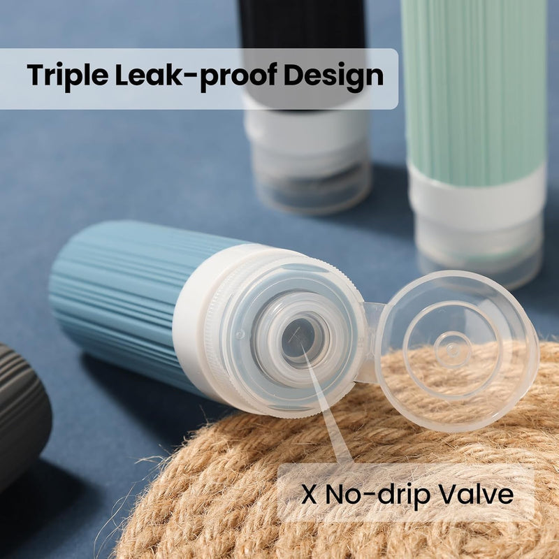 Idrese Silicone Travel Bottles Set, 4 Pcs 100ml Containers for Toiletries, Accessories for Women, Airplane Essentials (Green)