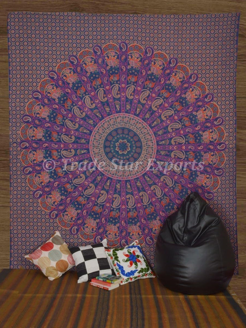 Trade Star Mandala bedsheet Indian Bedsheet Large Table Cloth Picnic Mat Bohemian Wall Hanging Bedcover Long Bedspread Vertical Wall Hanging Wall Background Sheet Wall Tapestry (Pattern 17)