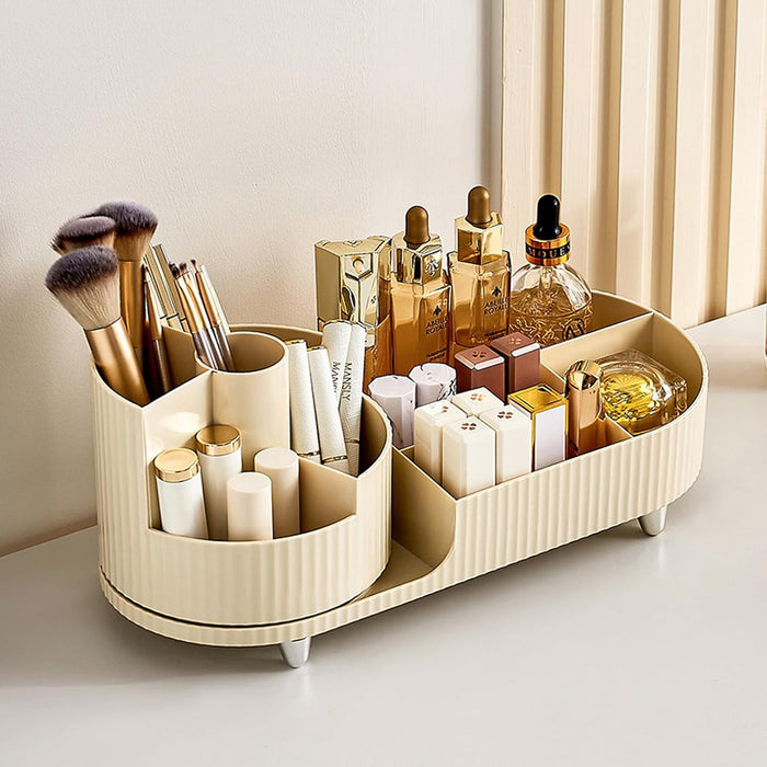NBLE 360° Rotating Makeup Organizer,Cosmetic Display Case,Cosmetic Organizer Countertop,Makeup Brush Organizer,Vanity & Bathroom Organizer for Skincare, Perfume, Cosmetic, Beauty, Make up (White)