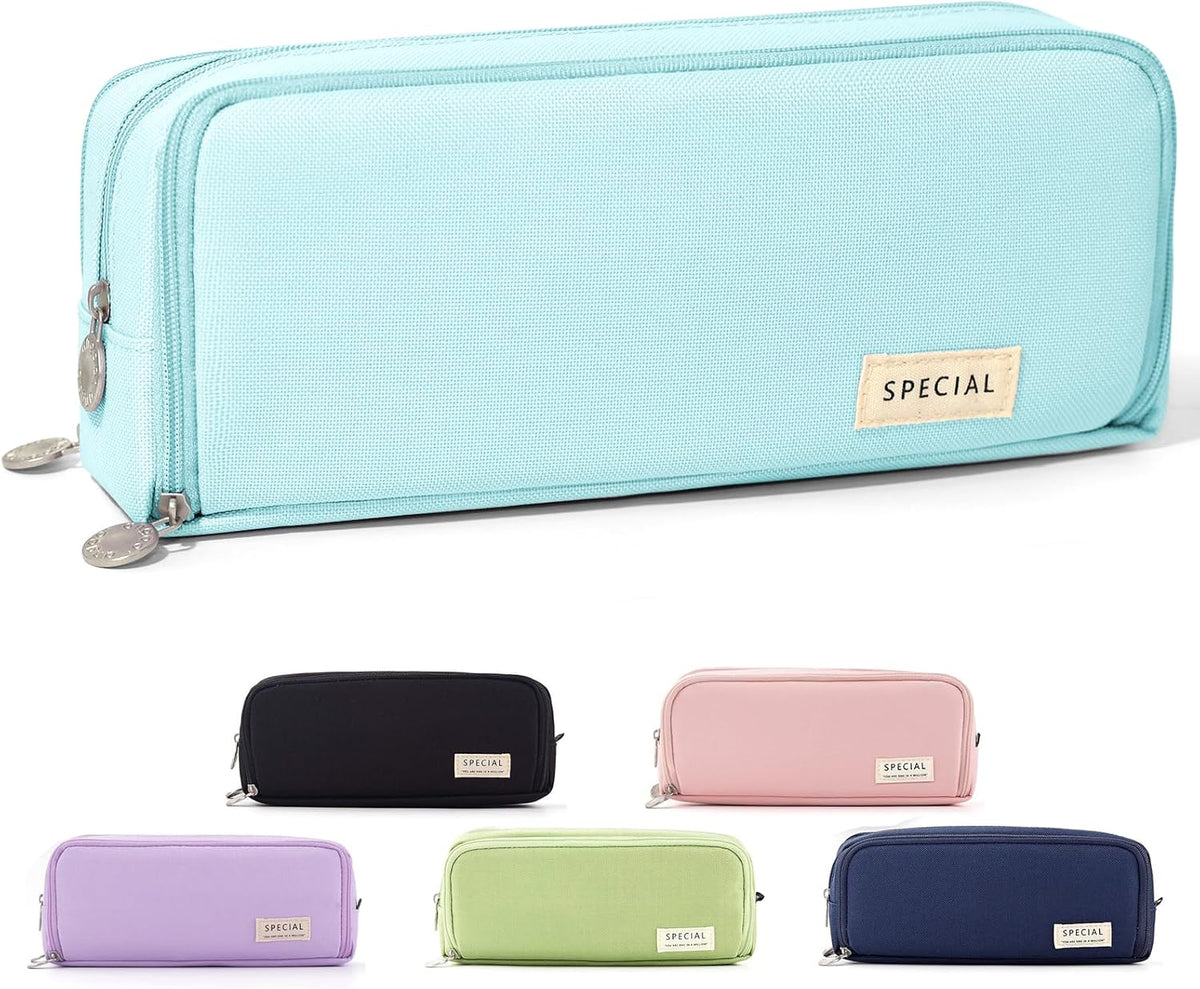 Cicimelon Pencil Case Large Capacity Pouch 3 Compartments Bag Gift For Students Girls Adults Women (Black) – image 1
