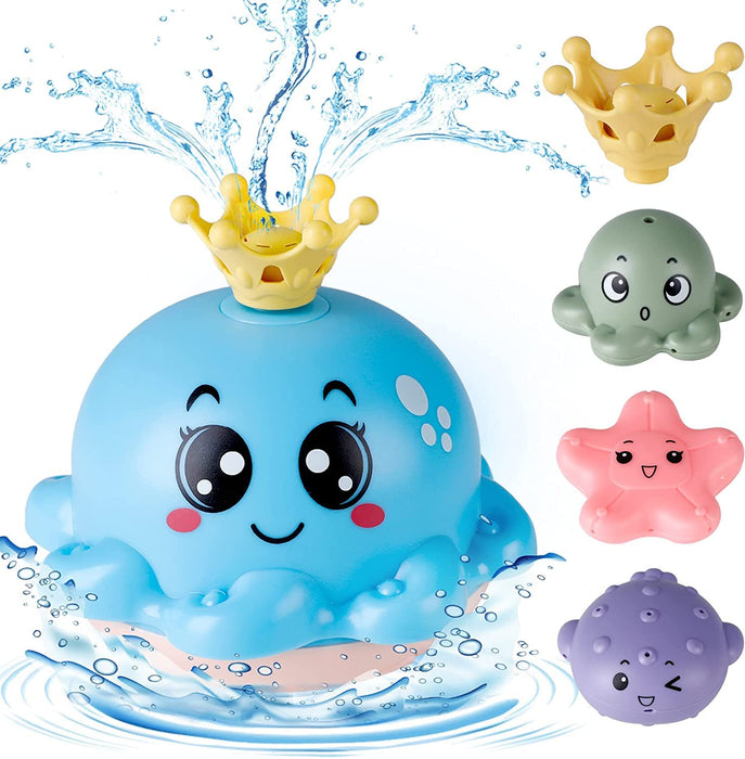 SYOSI Baby Bath Toy With 4 Water Spray Modes, Light Up Octopus Tub Toys for Toddler Kids, Auto-Rotating Toddlers Bathtub Toys for Boys Girls With Ocean Animals/Fountain Sprinkler/Flashing Colorful LED