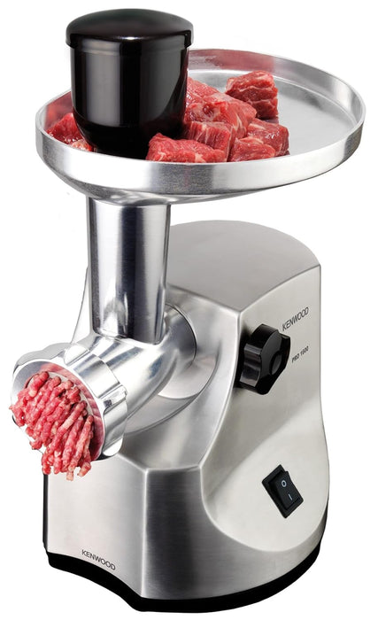 KENWOOD Meat Grinder 1600W Powerful Metal Body Meat Mincer with Kibbeh Maker, Sausage Maker, Feed Tube Pusher, 3 Stainless Steel Screens for Fine, Medium & Coarse Results MG510 Silver