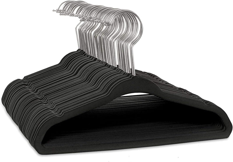 Kids Velvet Clothes Hanger, 50 Pack, 35cm / 14 Inch-Premium Children's Hangers Ultra-Thin Space Saving Organizers, Non-Slip Nursery Hangers for Babies, Infants, Toddlers and Kids (White, 50)