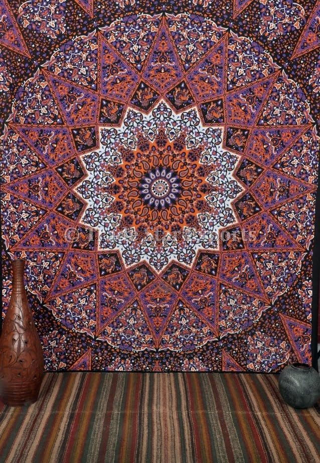 Trade Star Mandala bedsheet Indian Bedsheet Large Table Cloth Picnic Mat Bohemian Wall Hanging Bedcover Long Bedspread Vertical Wall Hanging Wall Background Sheet Wall Tapestry (Pattern 17)