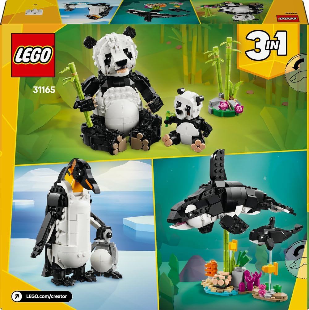 Creator 3in1 Wild Animals: Panda Family 31165 Panda Family Transforms into Penguins or Orca, Animal Toys, Gift for 8+ Year Old Boys & Girls, 626 Pieces – image 9