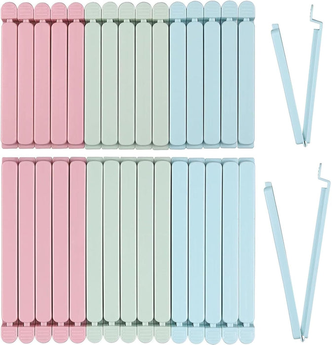 30 Pack Clips for Food Bags,Snack Bag Plastic Sealing Clip,Resealable & Washable Chip Clips(6.3 in,4.7 in)