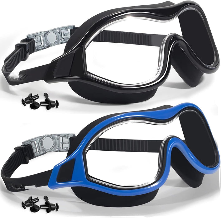 2 Pack Swim Goggles for Adults and Youth, Soft Silicone Gasket for Comfort, Anti-Fog and UV Protection, No Leak Design for Clear Vision in the Pool