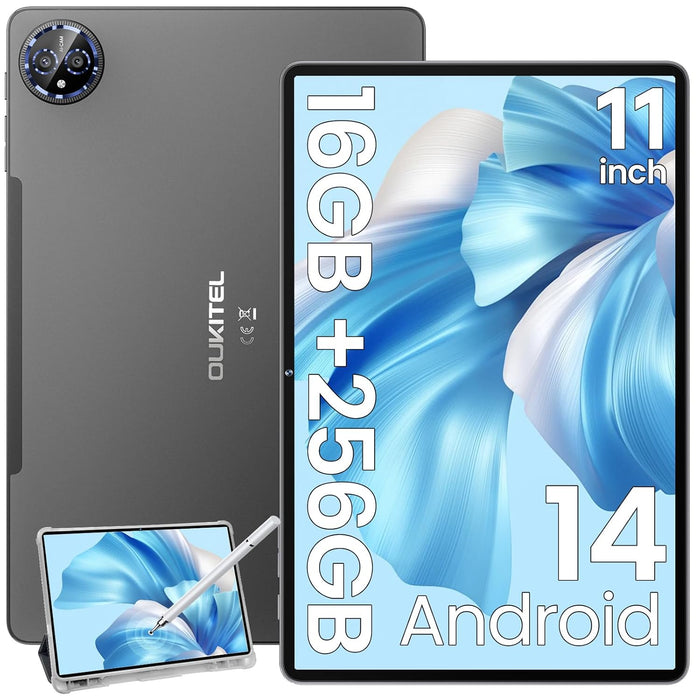 OUKITEL OT12 14-2024 Android Tablet 11 Inch 2K, 16GB RAM 256GB ROM (1TB TF), 8000mAh Touch Tablet, 13MP Camera, Widevine L1 Tablet PC, 4G LTE/5G WiFi/Bluetooth/GPS/TÃV â Grey