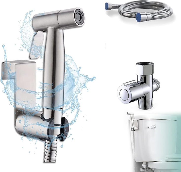 KASTWAVE Handheld Toilet Bidet Sprayer for Toilet, Adjustable Water Pressure Control with Bidet Hose for Feminine Wash, Stainless Steel Brushed Nickel Cloth Diaper for Baby Wash