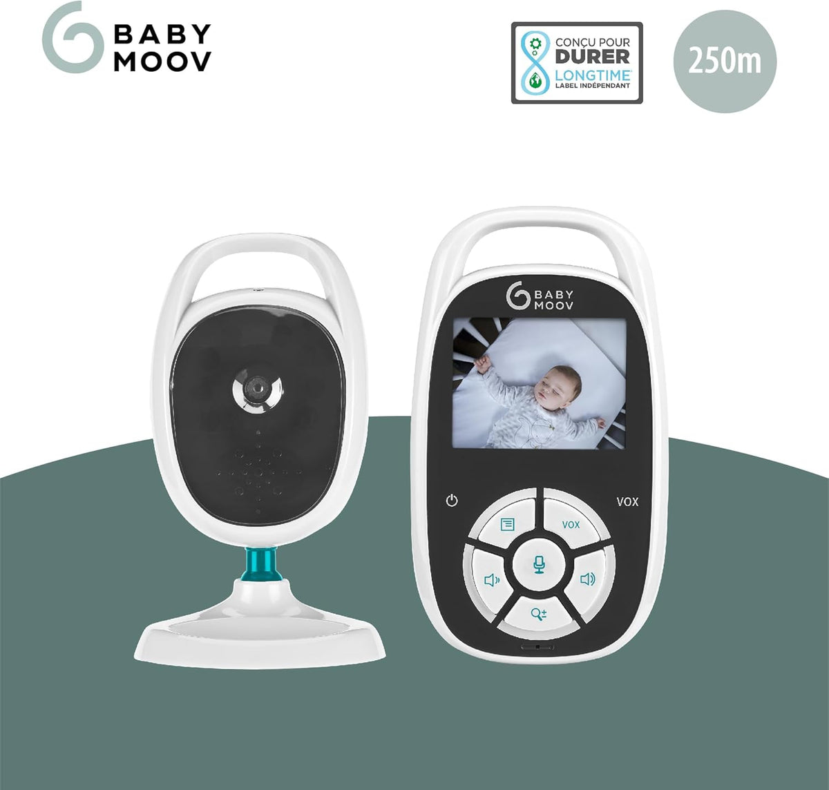 Babymoov YOO-See video baby monitor, 2.4 inch display, night vision, zoom function, intercom function, VOX function – image 3