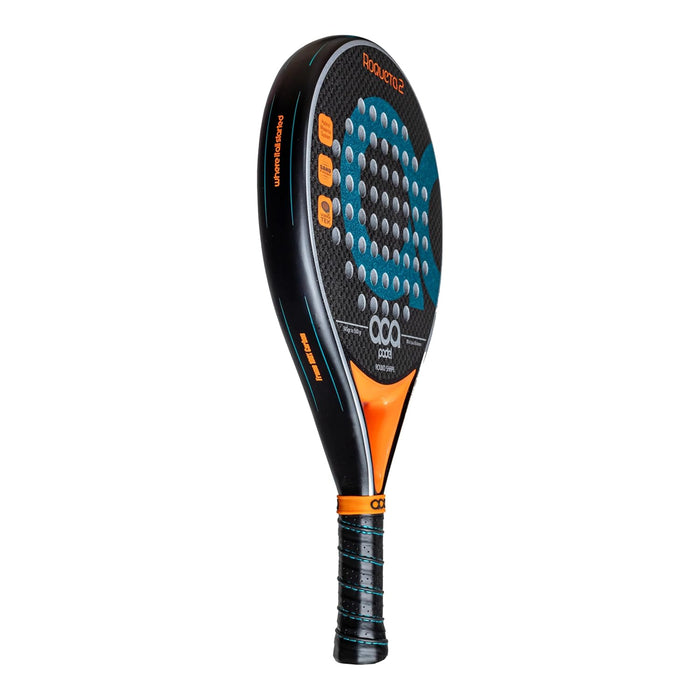 Aca Padel Roqueta 2 (Blue) Face Material Fiberglass, Round Shape, Carbon Frame, Facial Finish Sand, Soft Blackeva Rubber.