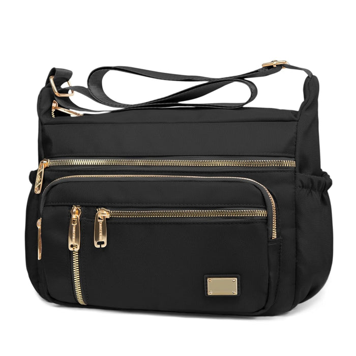 NALACAL Crossbody Bag for Women, Nylon Shoulder Purse Handbag Messenger Bag, Trendy Pocketbooks, Waterproof and Multi-Pockets (Black)
