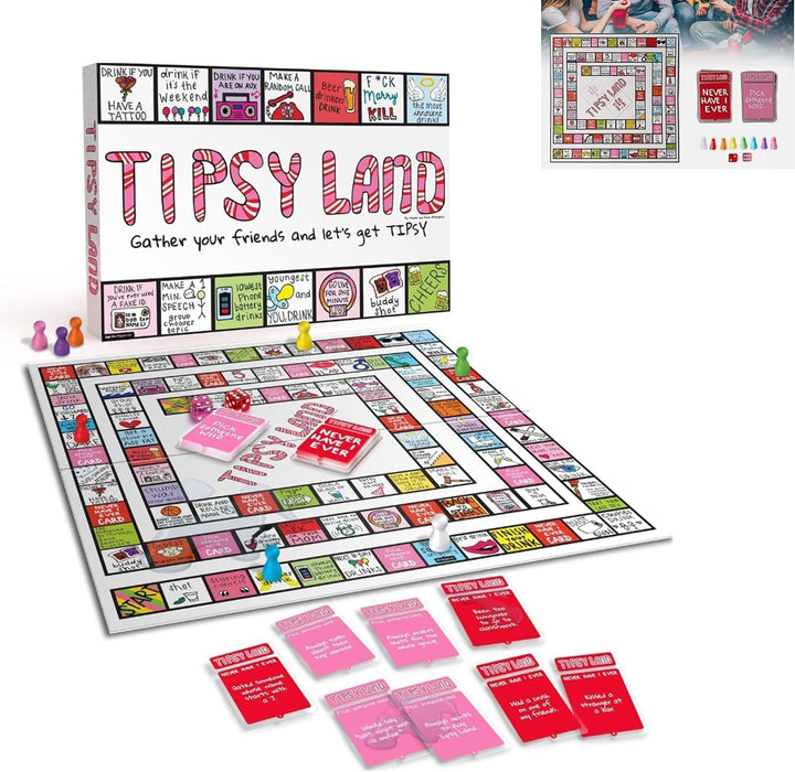 LUYAO 2024 Tipsyland Drinking Board Game for Adults, Interactive Girls Night Drinking Games, Funny Bachelorette Party Games, 2-8 Players
