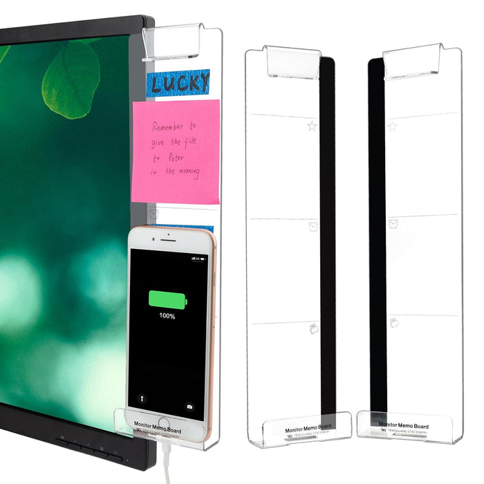 2pcs Transparent Acrylic Computer Monitor Memo Board Set - Office Desk Accessories, Left and Right Side Panel Sticky Note Board for Working from Home Office (Monitor Board 1)
