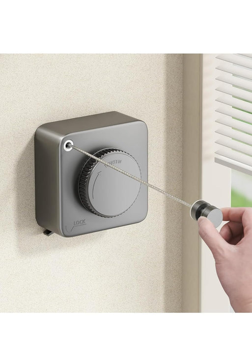 KASTWAVE Heavy Duty Retractable Clothesline - 15.1 Feet Wall Mounted Indoor/Outdoor Laundry Line, Non-Sagging Stainless Steel Drying Solution (Grey)