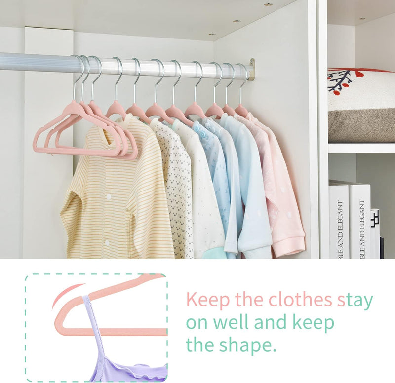ManGotree Baby Velvet Hangers, Infant and Toddler Hangers, Non-Slip Children Hangers, Ultra-Slim Space Saving Kids Hangers, Sturdy Clothes Hangers 15 Pack (White)