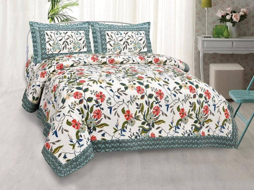 SUFAYA FAB Printed Indian Sanganer Royal Cotton Premium Big Size Bedsheets for Modern Look(100x100) inches with Two Pillow (18x28)