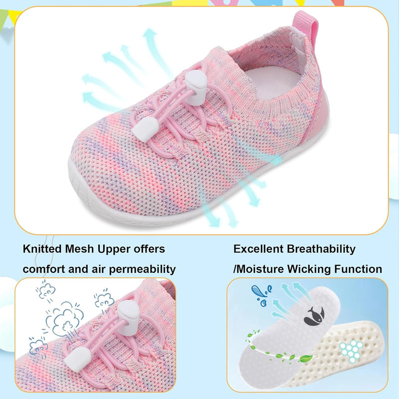 L-RUN Baby Shoes Infant Breathable Non Slip First Walking Shoes Baby Boys Girls Sneakers with Soft Rubber Sole Toddler Slip On Shoes