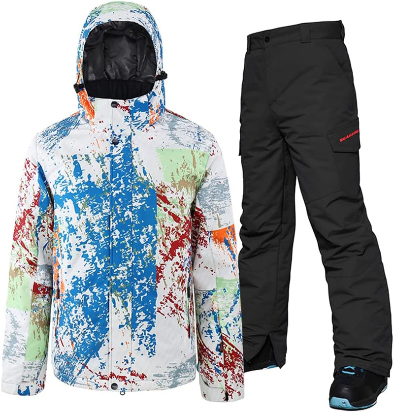 HOTIAN Men's Ski Jacket and Pants Set Snowboard Suit Waterproof SOutdoor Winter Snow Jackets Windproof Mountain Snowsuit