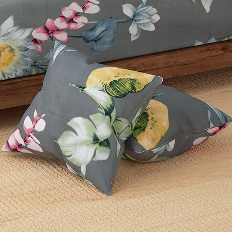 HOKIPO Cotton Feel Brushed Microfiber 145 GSM Printed 8 Pcs Diwan Set with 1 Bedsheet 60x90 Inches|2 Bolster Covers 20x27 Inches|5 Pillow Covers 16 Inches (D5-IN-778), Multicolor