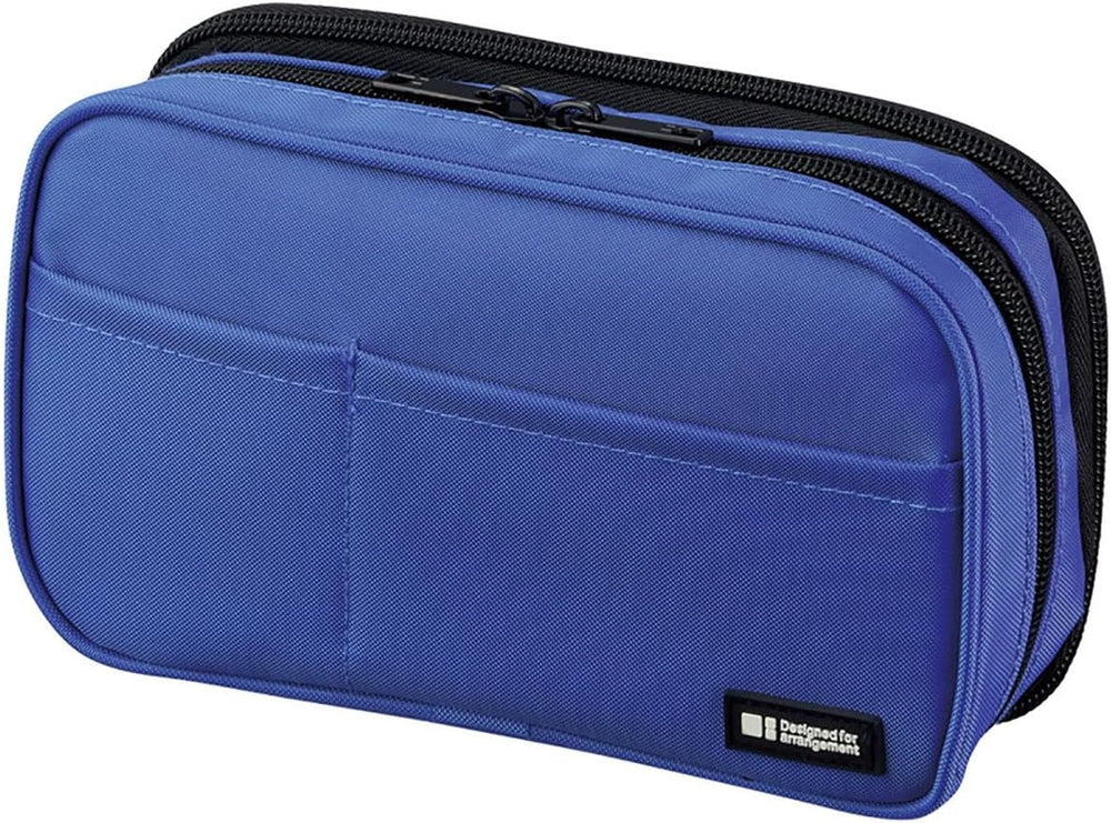 Lihit Lab. Double Zipper Pen Case, 7.9 X 2.8 X 4.7 Inches, Black (A7555-24)