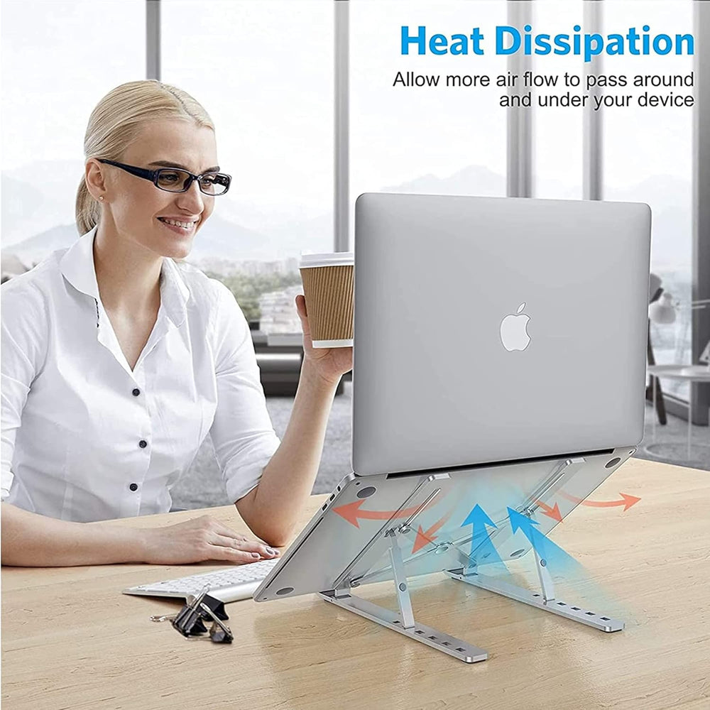 Sulfar Adjustable Laptop Stand Portable Aluminium Laptop Riser & Holder for Desk Foldable Ventilated Cooling Stand for MacBook Pro/Air, HP, Dell, Sony & More (1015.6)