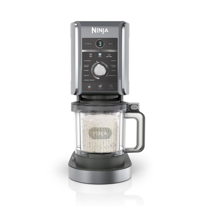 Ninja CREAMi Deluxe Ice Cream Maker & Frozen Dessert Maker with 3 Tubs, 10 Functions, Makes Ice Cream, Gelato, Sorbet, Frozen Yoghurt, Milkshakes, Slushi & More, 2-in-1 Flavour Option, Silver, NC501ME