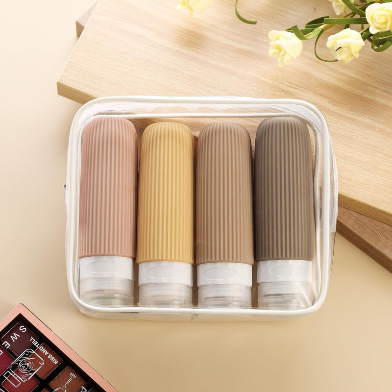 Idrese Silicone Travel Bottles Set, 4 Pcs 100ml Containers for Toiletries, Accessories for Women, Airplane Essentials (Green)