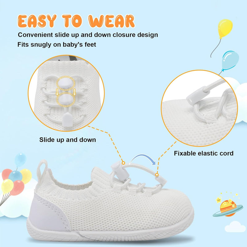 L-RUN Baby Shoes Infant Breathable Non Slip First Walking Shoes Baby Boys Girls Sneakers with Soft Rubber Sole Toddler Slip On Shoes