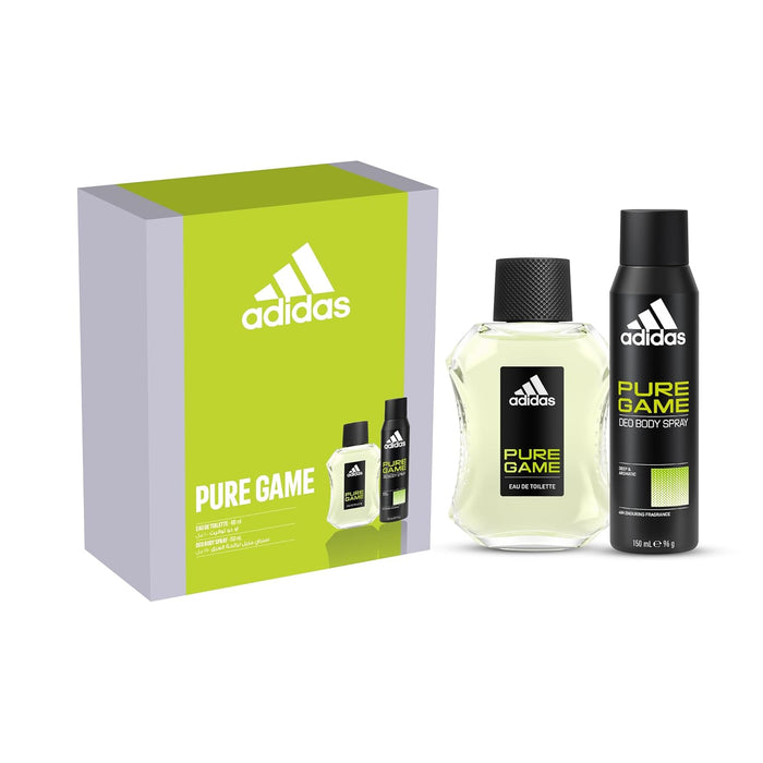 Adidas Pure Game Fragrance set including the Adidas Pure Game Eau de Toilette and Deodorant Body Spray (100 ml + 150 ml)