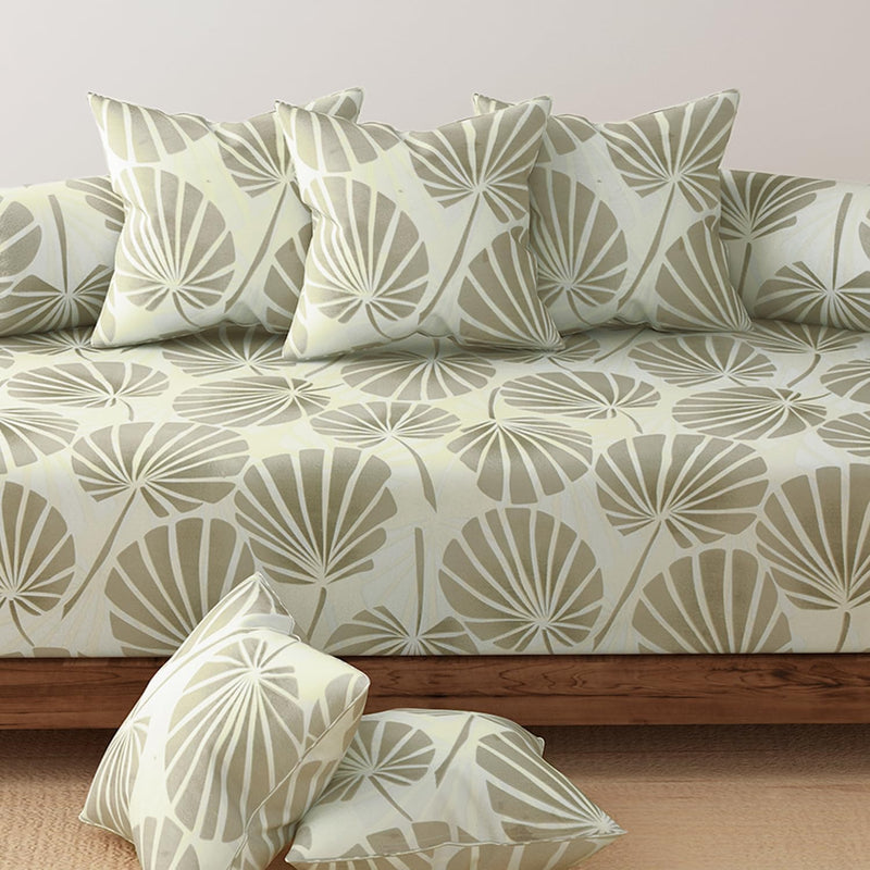 HOKIPO Cotton Feel Brushed Microfiber 145 GSM Printed 8 Pcs Diwan Set with 1 Bedsheet 60x90 Inches|2 Bolster Covers 20x27 Inches|5 Pillow Covers 16 Inches (D5-IN-778), Multicolor