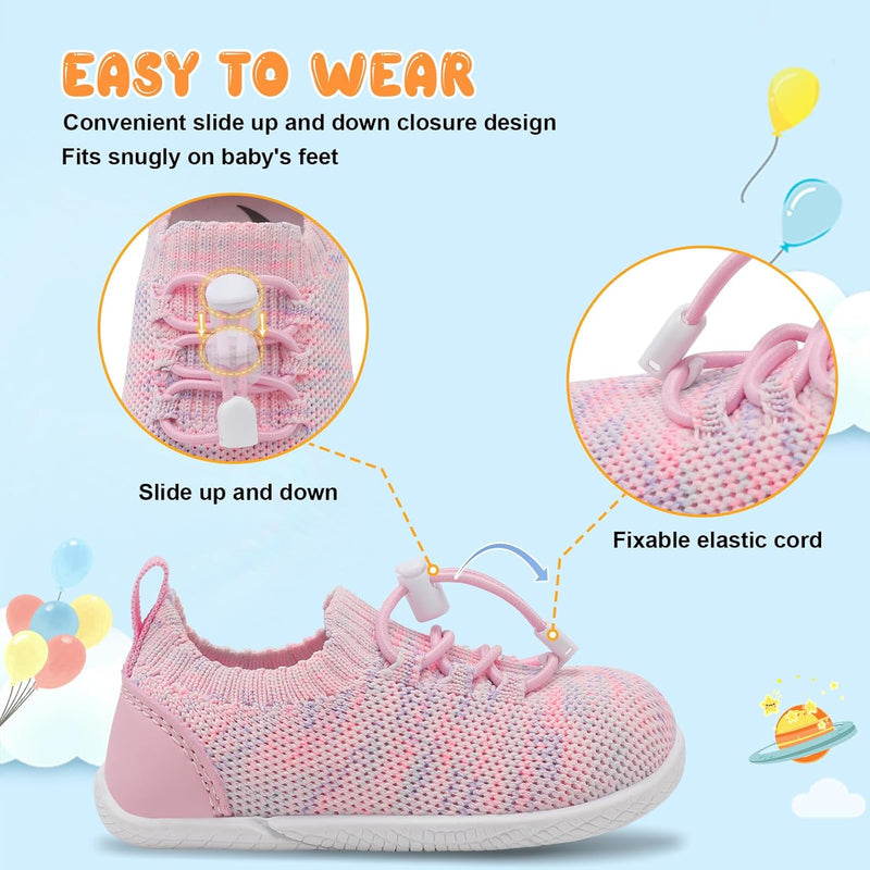 L-RUN Baby Shoes Infant Breathable Non Slip First Walking Shoes Baby Boys Girls Sneakers with Soft Rubber Sole Toddler Slip On Shoes