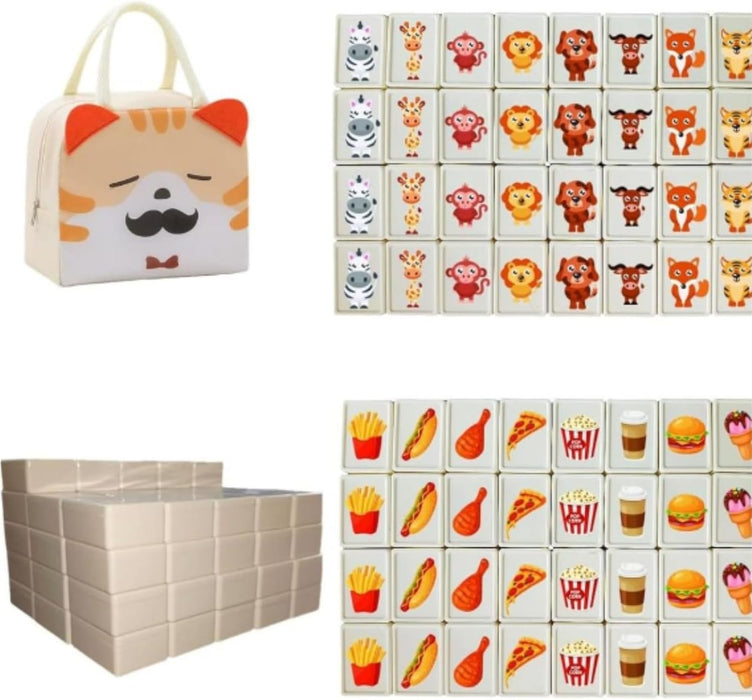 Azonee 65 Tiles Seaside Escape Game Blocks, Diy Stickers Set with Pet Food & Cowboy Pattern, Family Fun Board Game for Kids, Plastic Style, Attention-Boosting Tiles, Bag Included