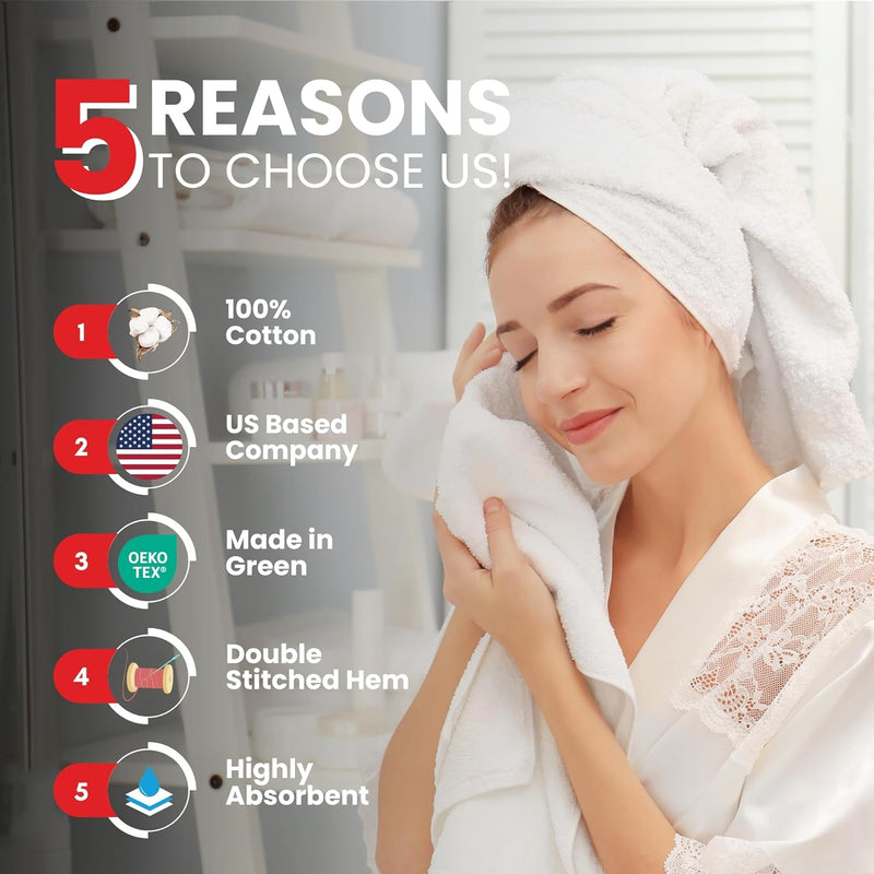 Infinitee Xclusives Premium White Hand Towels - Pack of 6, 41cm x 71cm Bathroom Hand Towel Set, Hotel & Spa Quality Hand Terry Towels for Bath room, Highly Absorbent and Super Soft Bathrooms Towels