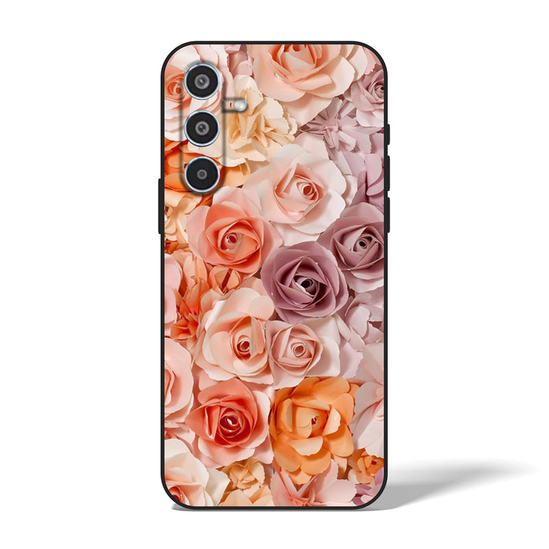 TPU Mobile Back Case Cover Compatible with Samsung Galaxy M35 (LTE / 5G) Model with Colorful Flowers Paper Background