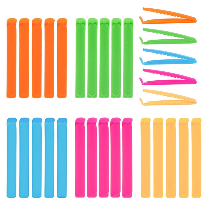 Chudian 30pcs Plastic Clips, Close Bags Kitchen Tongs Bags Clips Kitchen Locking Clips Closure Bags Storage Homemade Food for Kitchen Food Storage Snacks (5 Colours)