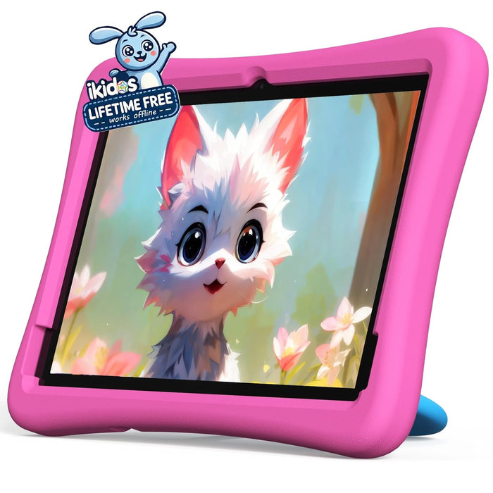 Plimpton 2025 Upgrade Kids Tablet Android 14 10-Inch, Google Kids Space with ikids, 8-core, 4, Parental Controls, Toddler Tablet with EVA Shockproof Case, Kids20 (Pink)