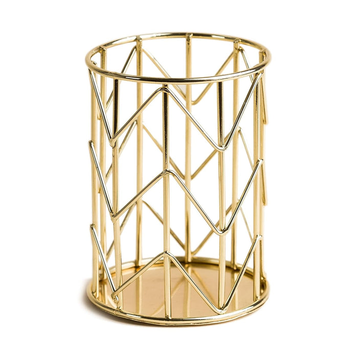 Benting Gold Metal Pen Holder for Desk, Makeup Brushes Cup, Pencil Holders, Office&Home Organizer (Gold-Style B)