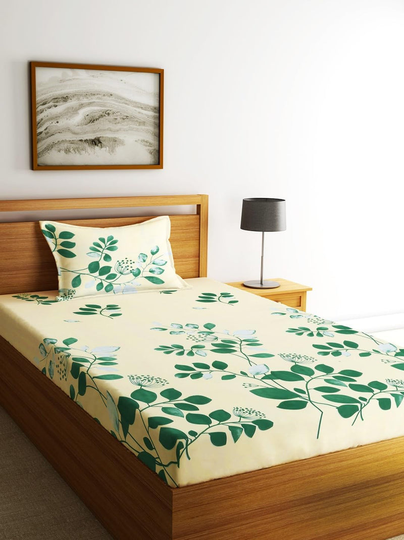 Fashion String 144TC Nature Embrace Lush Green Single Bedsheet with 1 Pillow Cover