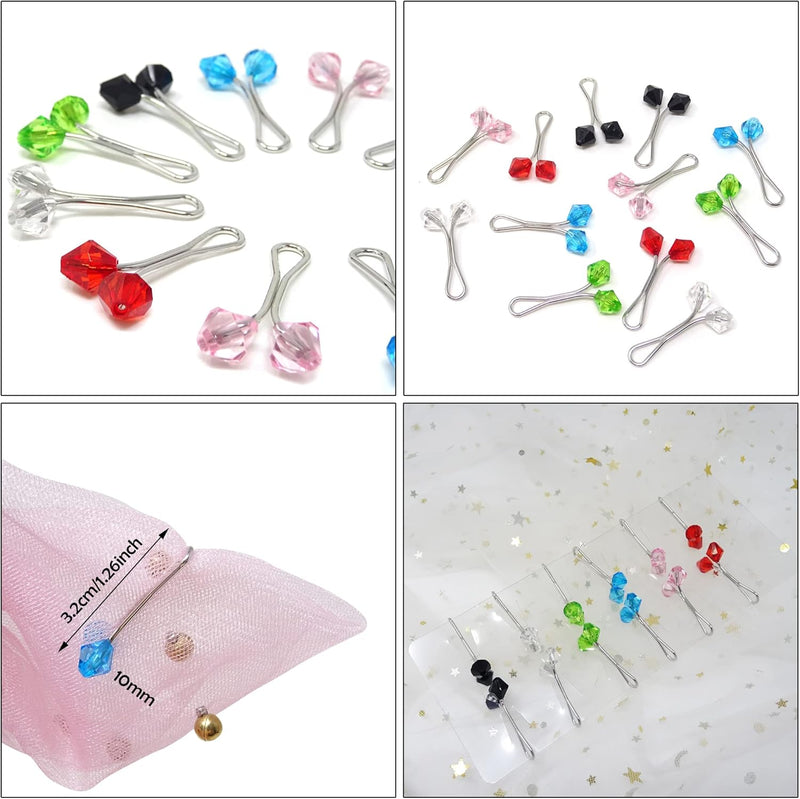 Honbay 12PCS Cute Hijab Pins Crystal Rhinestone Ball Pearl Brooch Pins Headscarf Shawl Scarf Muslim Hijab Scarf Clips Safety Pins Buttons Wedding Dress Decorative Boutonniere
