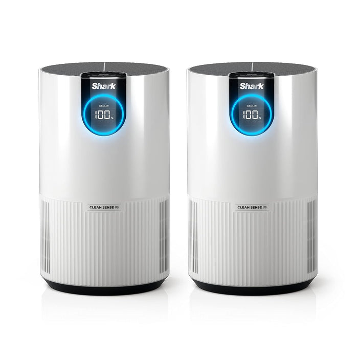 Shark HP102PK2 Air Purifier Two Pack with True HEPA, Cleans up to 500 sq. ft. Captures 99.98% of particles, dust, allergens, smoke up to 0.1–0.2 microns, Odor Lock, White