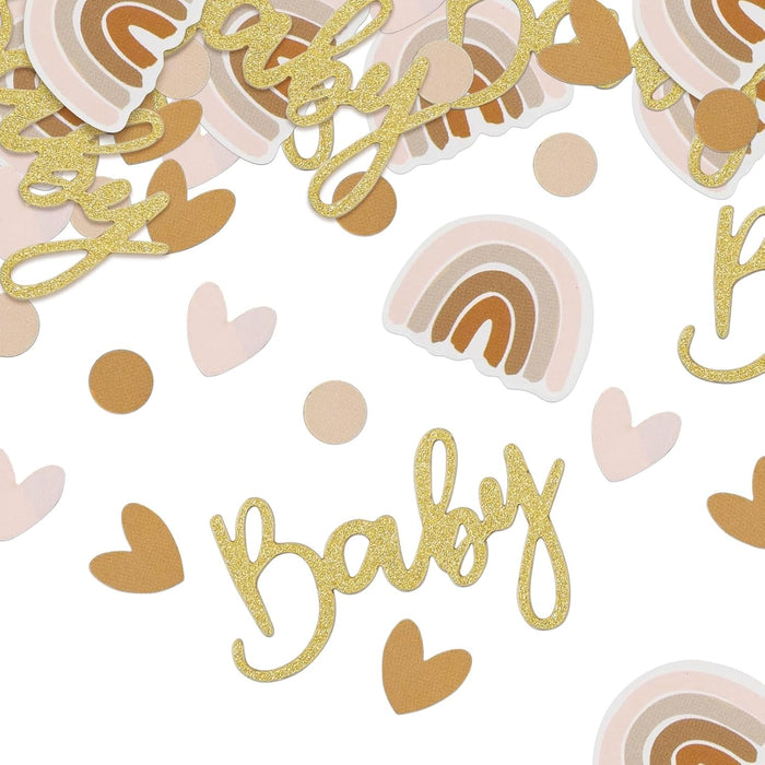 Baby Shower Decoration Confetti, Pack of 150 Baby Shower Decoration Confetti, Boho Rainbow Baby Shower Confetti Table Decoration, Shower Accessories, Table Decoration for Gender Reveal Party, Baby
