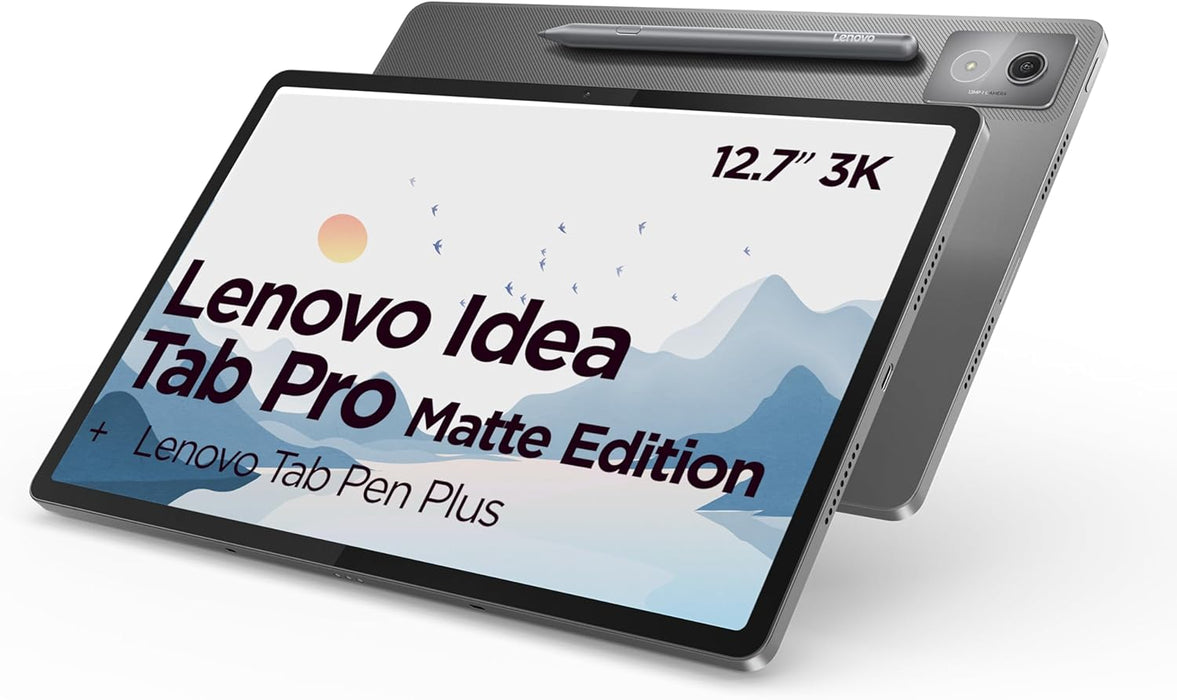 Lenovo Idea Tab Pro 12.7" Tablet 3K Matte Edition (MediaTek Dimensity 8300, 8GB RAM, 128GB UFS 3.1, 144Hz, Wi-Fi 6E, Bluetooth 5.3, Android 14) - Moon Grey + Tab Pen Plus