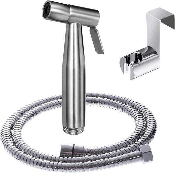 Sulfar 3 Pcs Bidet Toilet Spray Gun Set, Handheld Bidet Sprayer Shattaf with Stainless Steel Chrome Hose Toilet Water Sprayer, Silver