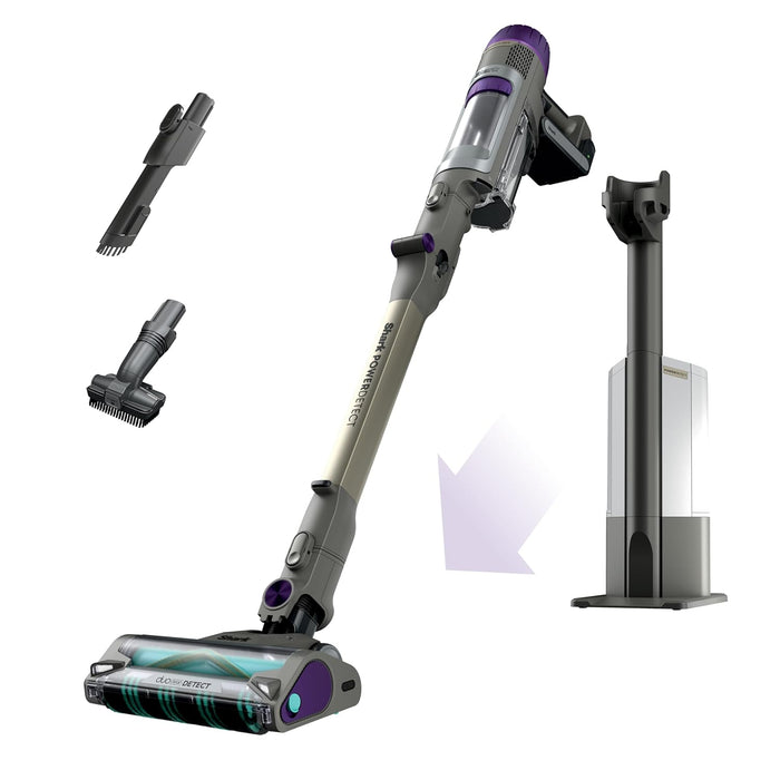 Shark Cordless Vacuum Cleaner with HEPA Filter, PowerDetect Clean & Empty, Powerful Suction, Portable, Rechargeable, Auto-Empty System, Stick Vacuum for Pet Hair, Carpets & Hardfloor Dark Gray, IP3251