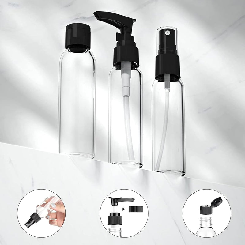 Hian Travel Bottles Kit, Portable Refillable Toiletry Containers Set, Leak Proof Cosmetic Containers for Lotion, Shampoo, Cream, Soap, Total Jars for Cream (Pack of 8)